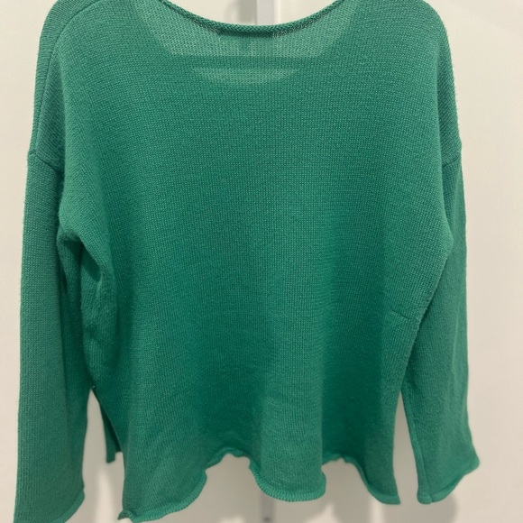 Miracle Green Crew Neck Sweater with Pink Accents - Picture 4 of 4